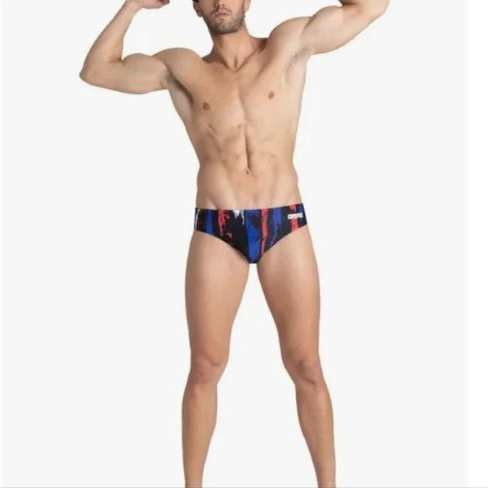 NWT Arena Team Painted Stripes Swim Brief - Picture 7 of 7